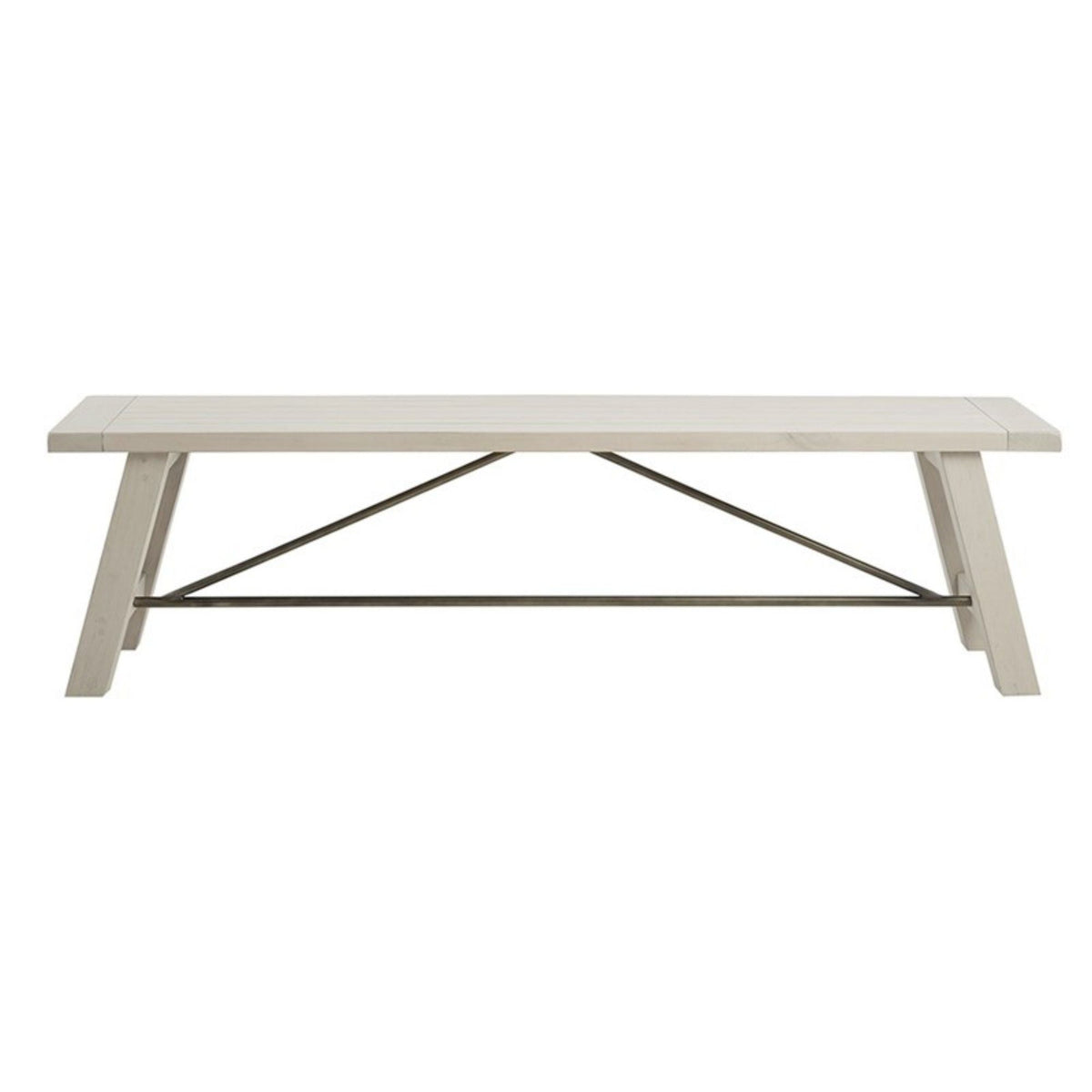 Solid Wood Dining Bench with Metal Stretchers - Light Brown or White, photo 2 of 13