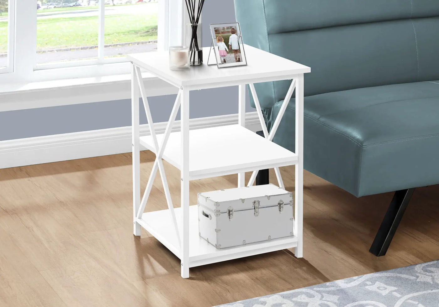 3 Tier Accent Table, Side Marble Look Contemporary & Modern by Unique Piece Furniture