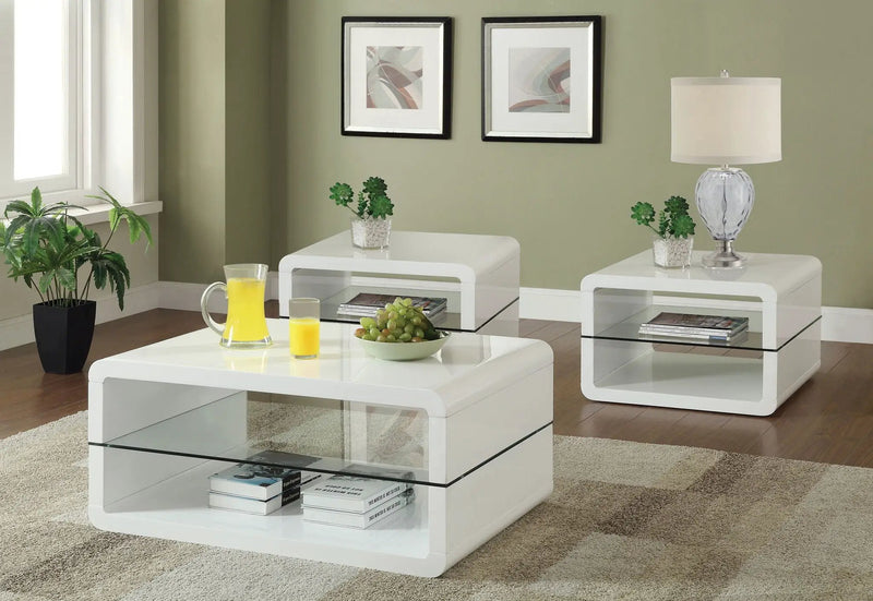 Elana 3-piece Coffee and End Table Set White High Gloss by Unique Piece Furniture