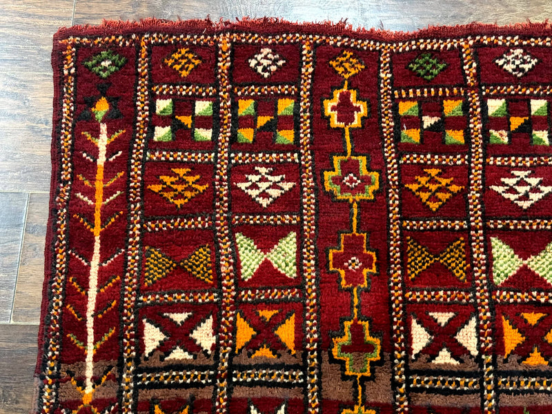 Moroccan Berber Tribal Rug 3x5, Geometric Area Rug, Red Orange Brown by Jewel Rugs