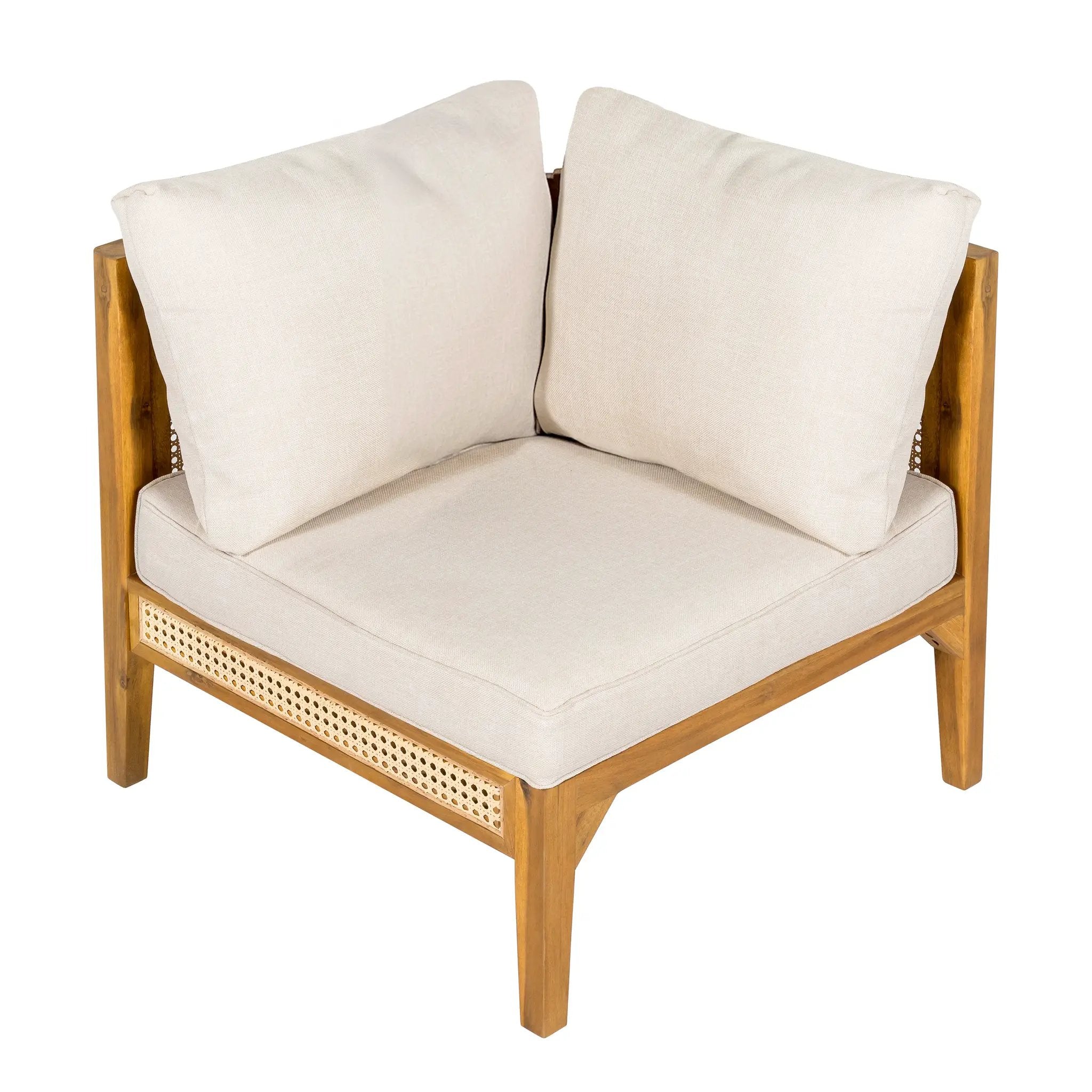 Kirkby Outdoor 5 Seater V-Shaped Acacia Wood Sofa by HouseOfZazla