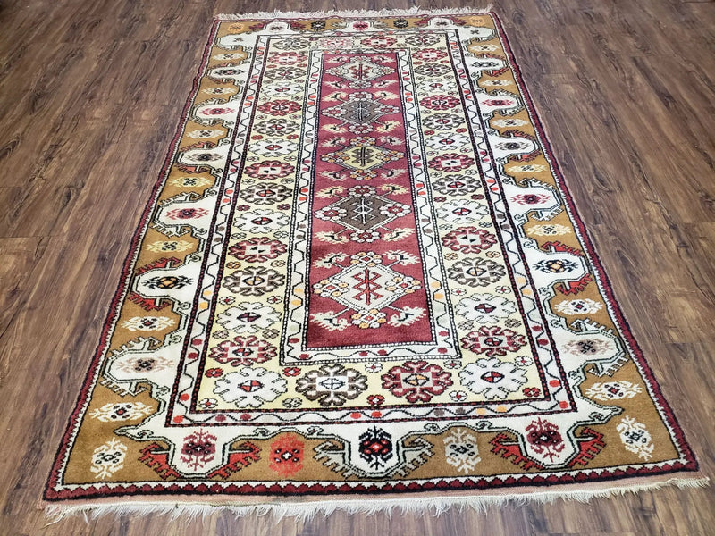 Turkish Caucasian Rug 4x7, Wool Turkish Talish Carpet, Geometric Rug by Jewel Rugs