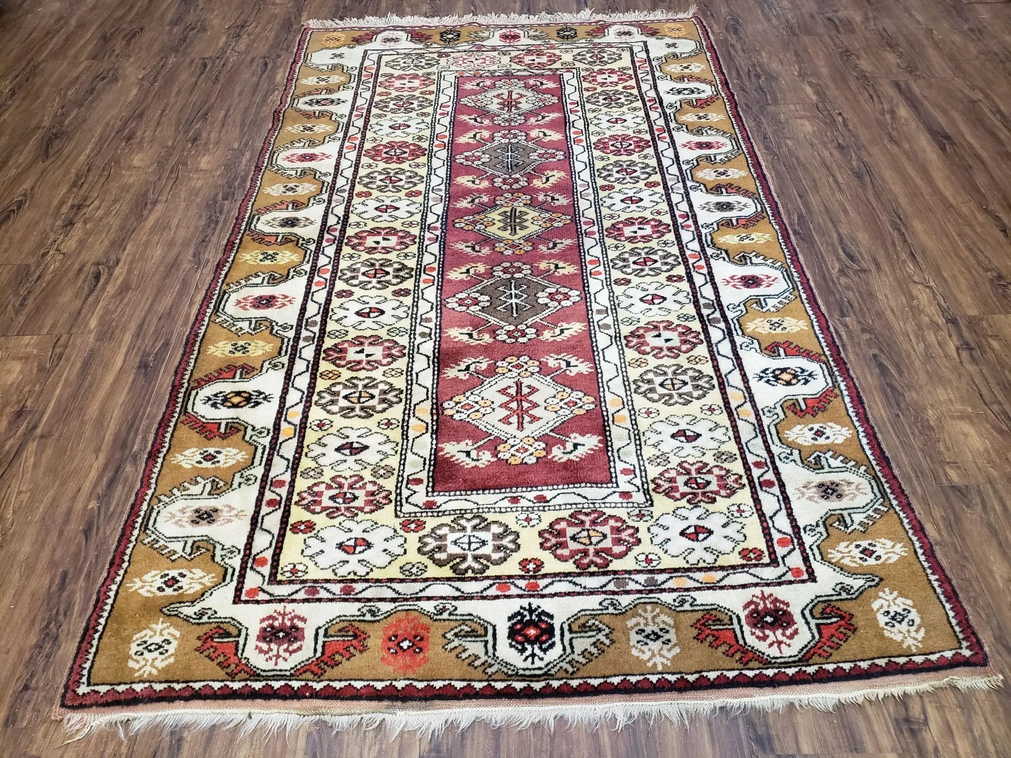 Turkish Caucasian Rug 4x7, Wool Turkish Talish Carpet, Geometric Rug by Jewel Rugs