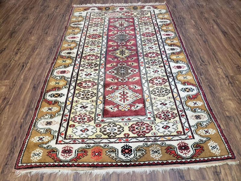 Turkish Caucasian Rug 4x7, Wool Turkish Talish Carpet, Geometric Rug by Jewel Rugs