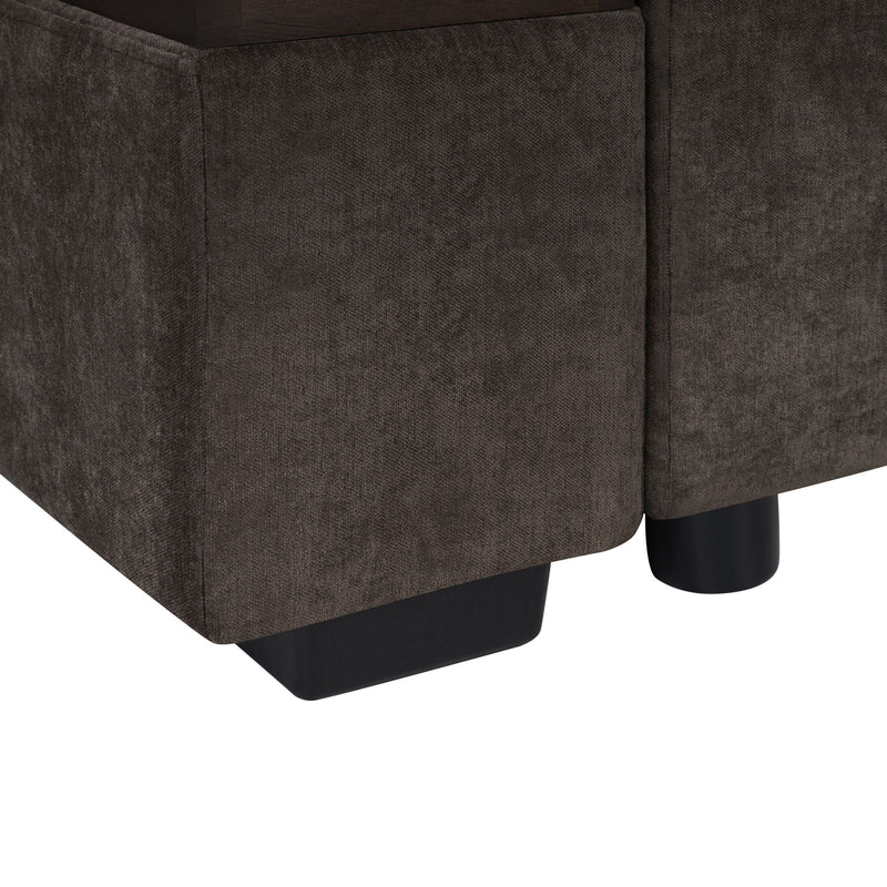 Modern L Shaped Sectional Sofa With Upholstery And Wooden Storage by HouseOfZazla