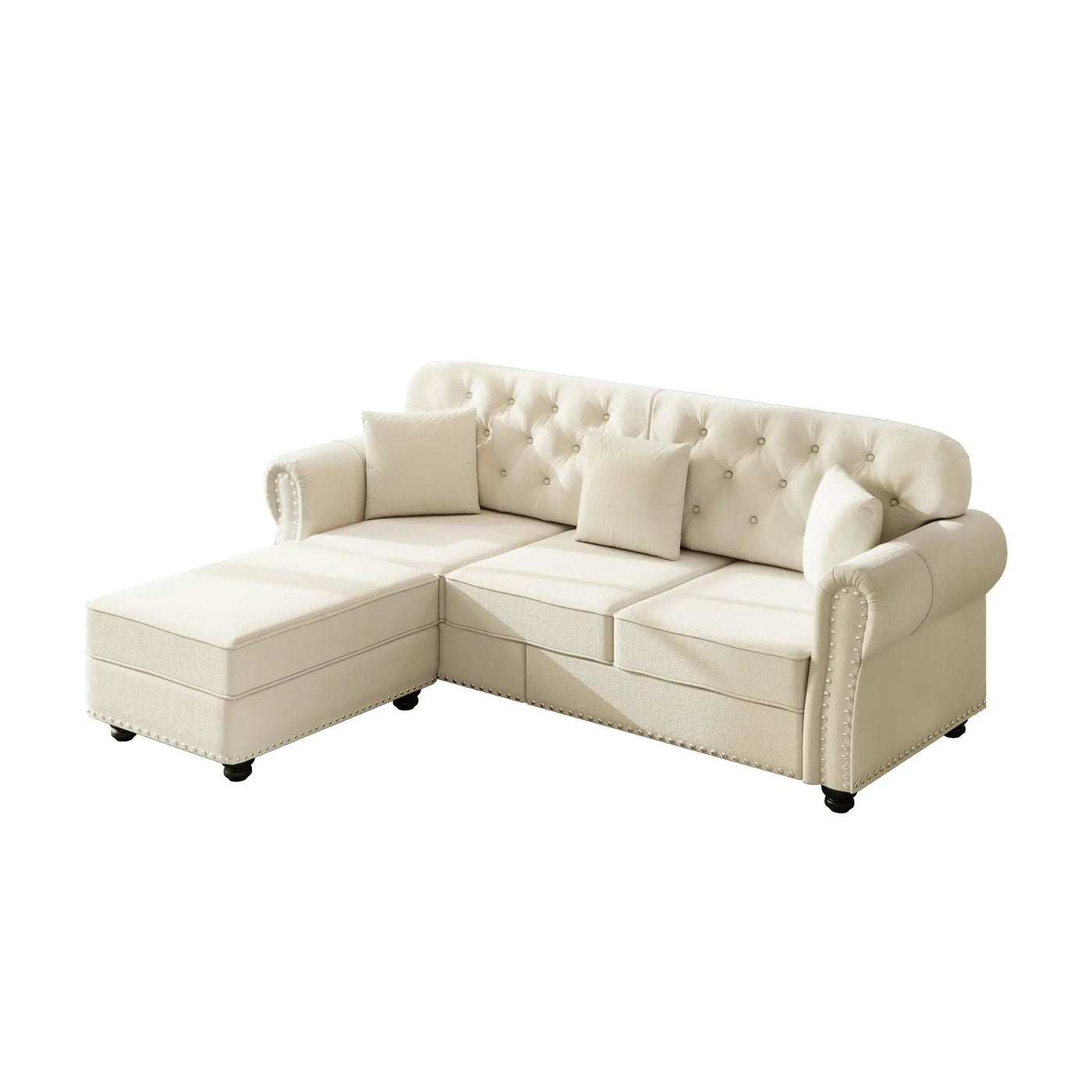 Upholstered Sofa Set With Nailhead Trim And Rolled Armrests, Includes Pillows by HouseOfZazla