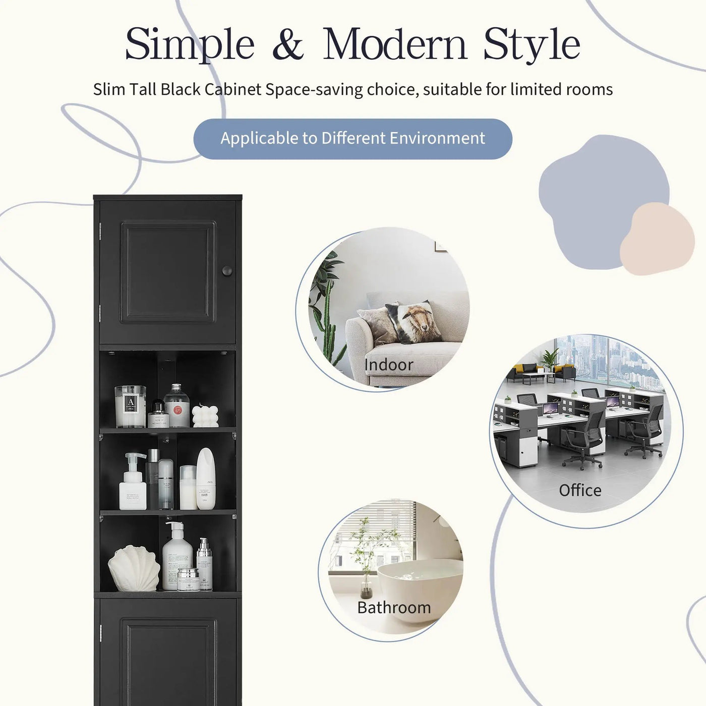 Multi-Functional Corner Cabinet Tall Bathroom Storage Cabinet with Two Doors and Adjustable Shelves, Open Shelf by HouseOfZazla