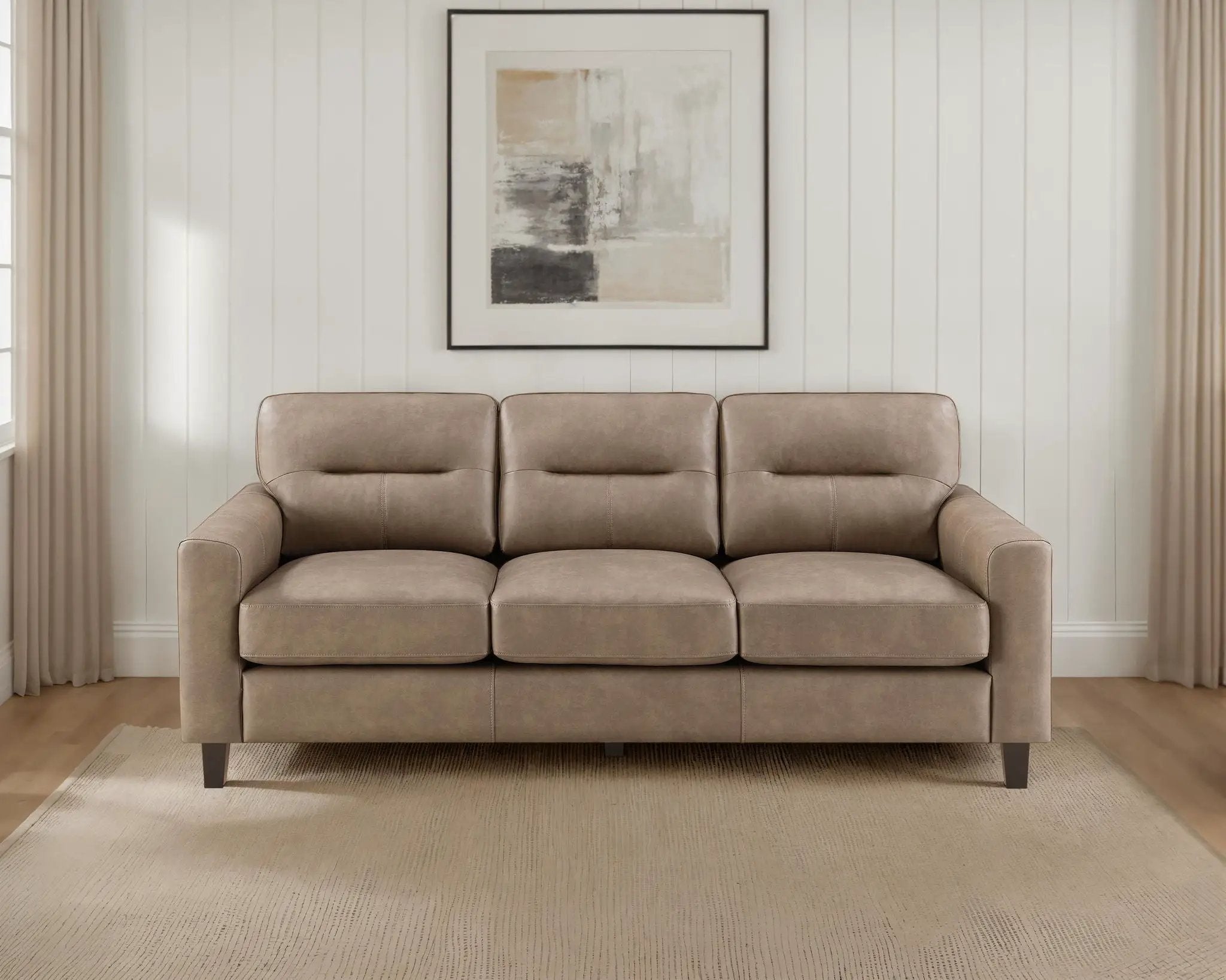 Scotland Faux Leather Upholstered Track Arm Sofa Brown by Unique Piece Furniture