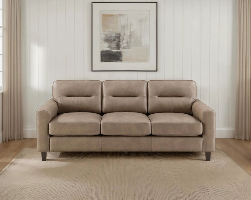 Scotland Faux Leather Upholstered Track Arm Sofa Brown by Unique Piece Furniture