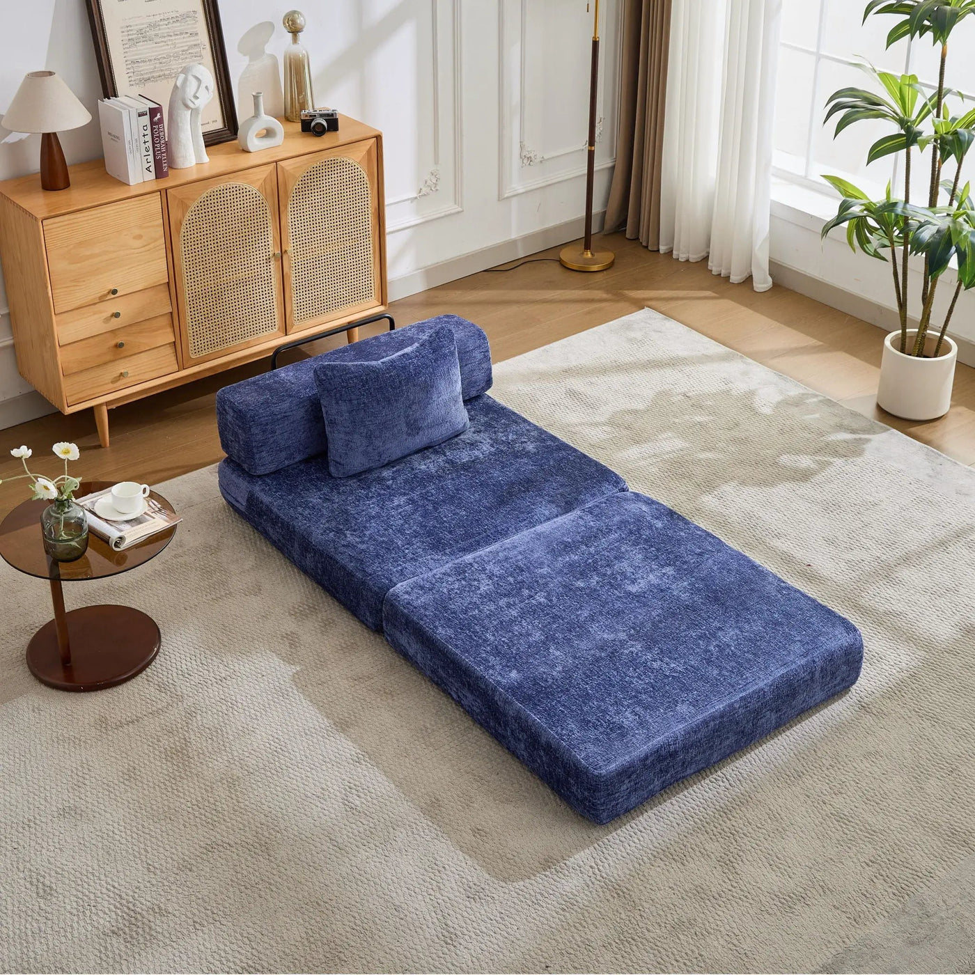 Convertible Floor Sofa Bed With Fixed Shape Frame For Living Room by HouseOfZazla
