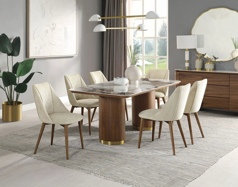 Willene - Ceramic Top Dining Table - Walnut by HouseOfZazla