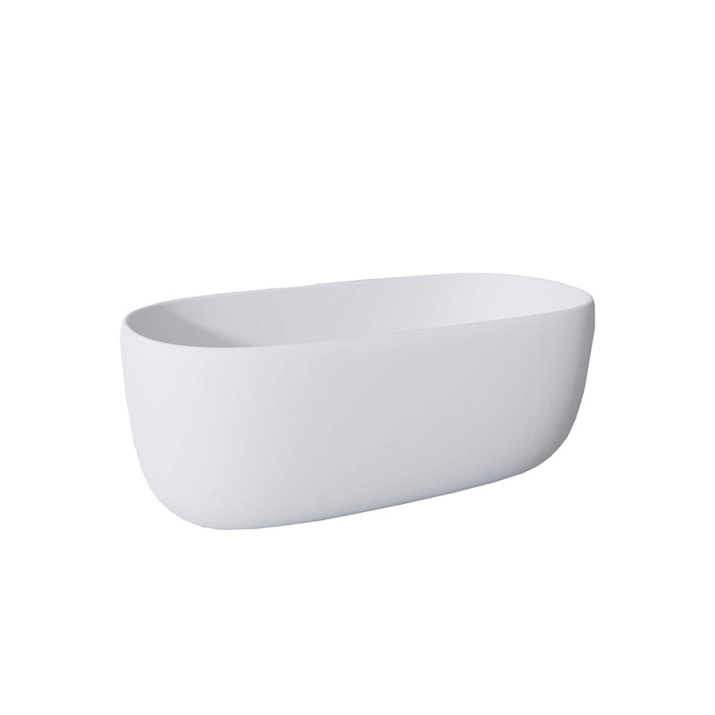 Freestanding Bathtub Resin Stone Soaking Bathtub Solid Surface Modern Tubs With Overflow And Pop-Up Drain - Matte White by HouseOfZazla