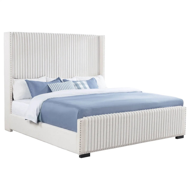 Natasha 65-inch Upholstered Eastern King Wingback Bed Cream by Unique Piece Furniture