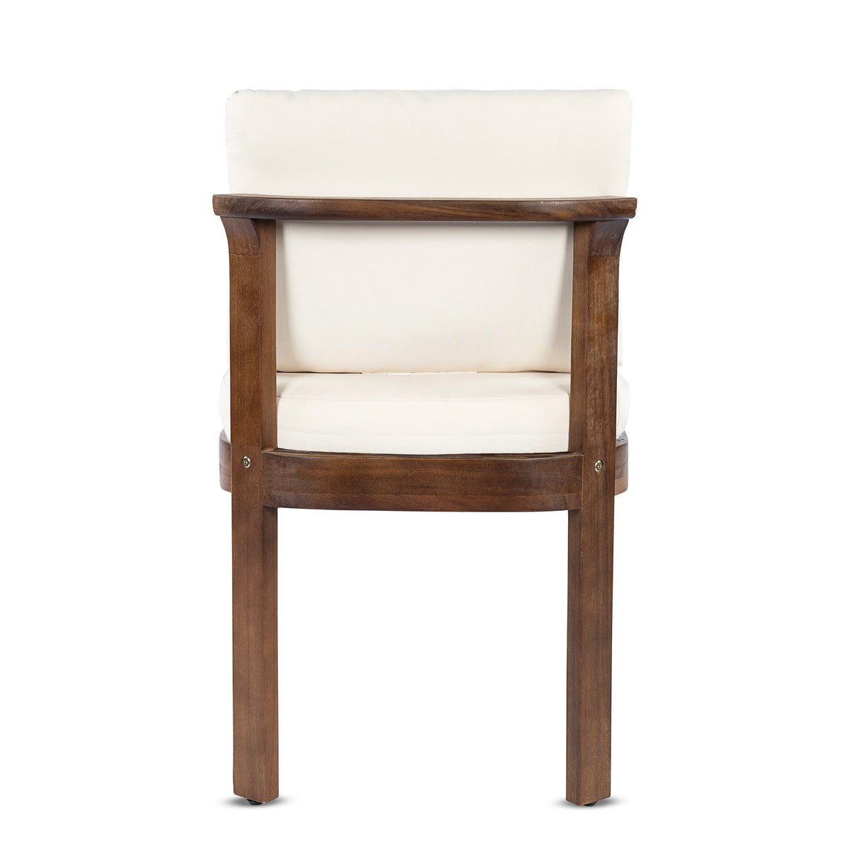 Acacia Wood Outdoor Dining Chair Set of 4 with Water-Repellent Cushions – Brown, Cream or Cream, Teak, photo 10 of 10