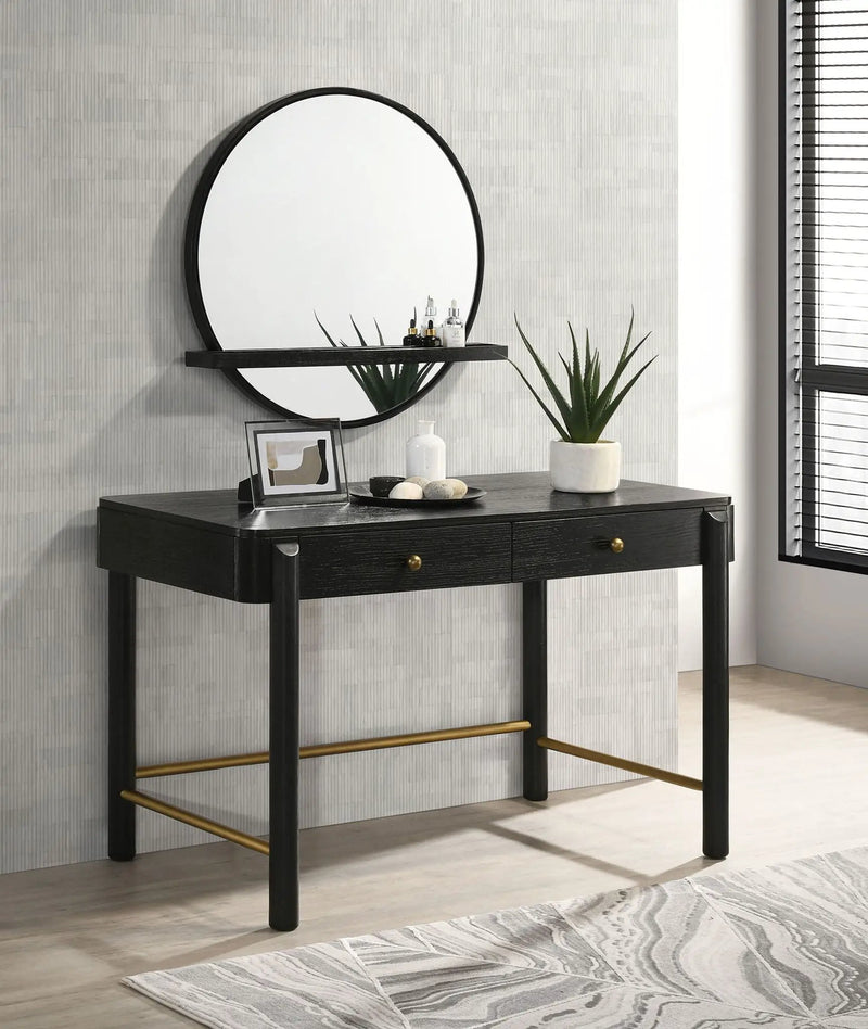 Arini 2-piece Makeup Vanity Table and Mirror Set Black by Unique Piece Furniture