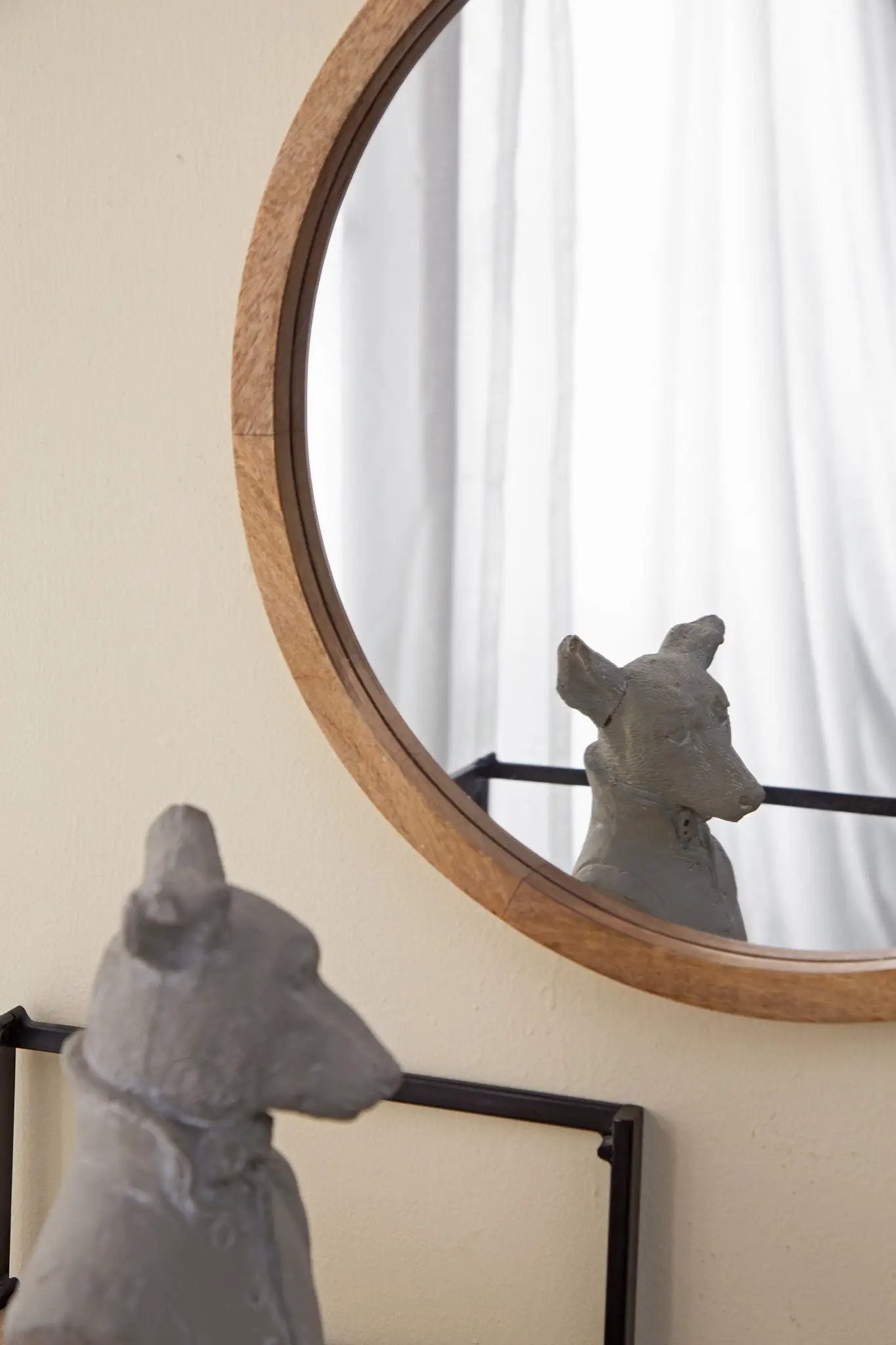 Circle Wall Mirror With Wooden Frame for Living Room by HouseOfZazla