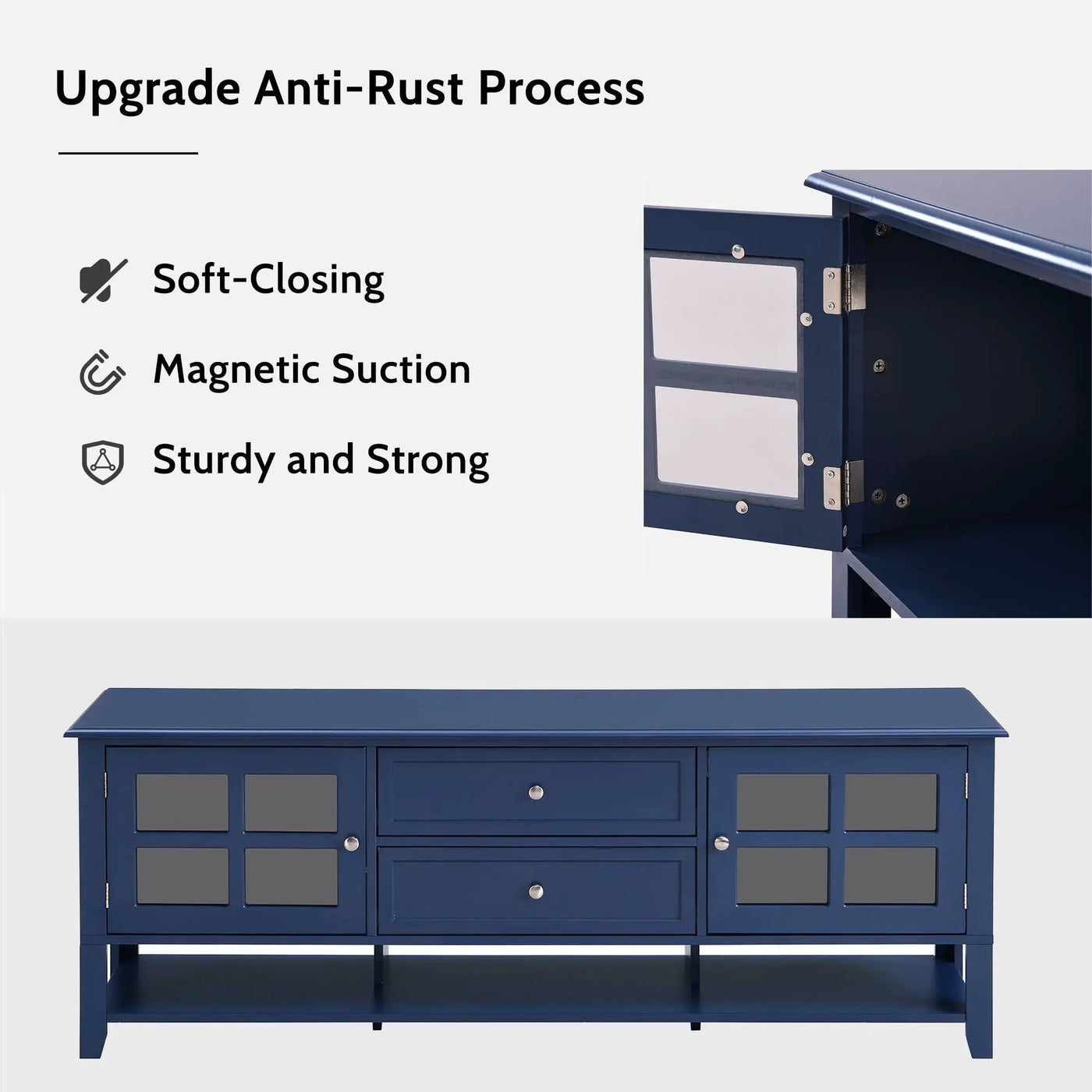TV Stand, Entertainment Center With Dual Drawers And Hidden Storage, Cabinet With Soft Closing Doors And Sleek Panel Design by HouseOfZazla