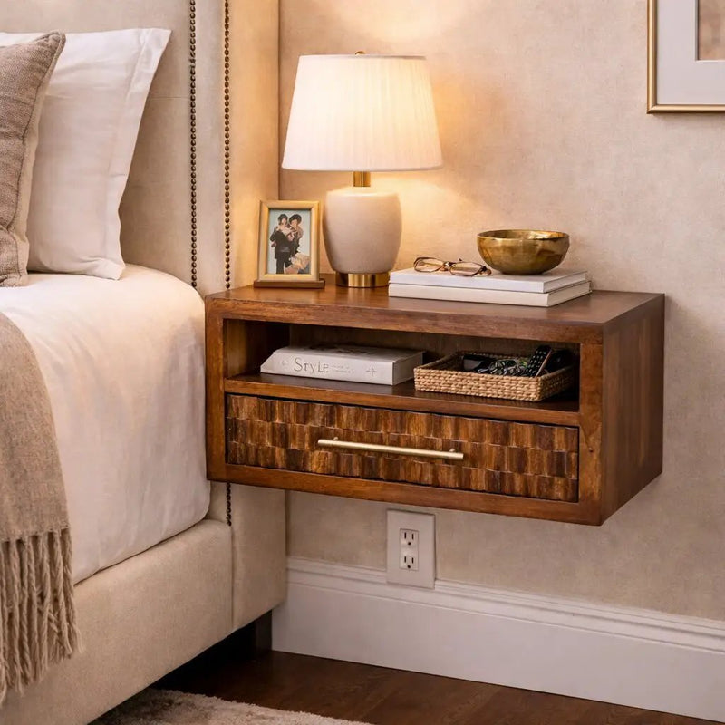 Solid Wood Cadiz Textured Bedside Table by HouseOfZazla