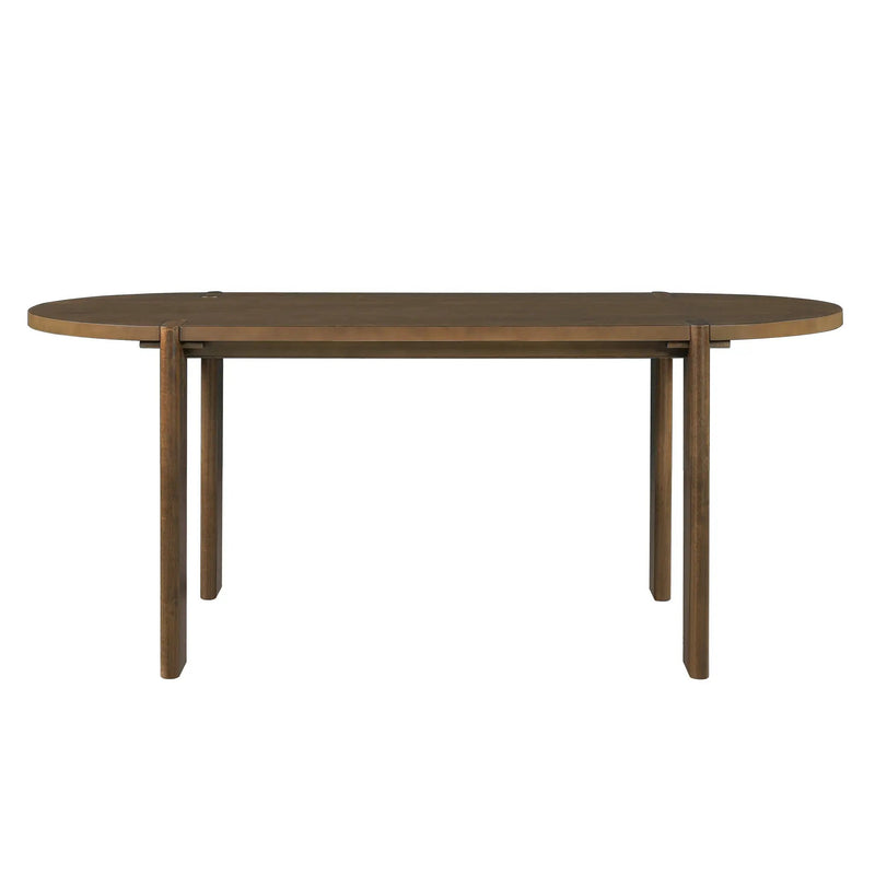 7 Pieces Modern Oval Dining Set, Rustic Farmhouse Solid Wood Kitchen Table Set for 6 by HouseOfZazla