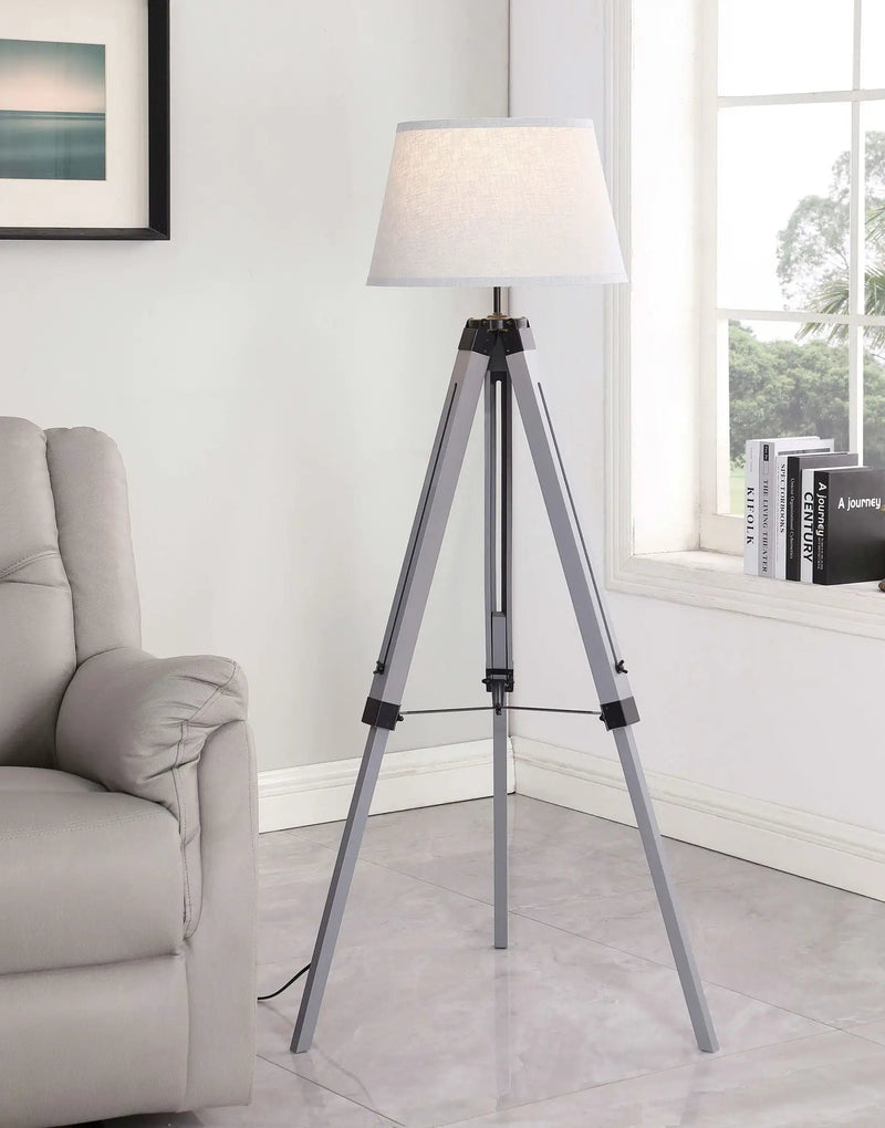 Dayton 56-inch Empire Shade Metal Tripod Floor Lamp Grey by Unique Piece Furniture