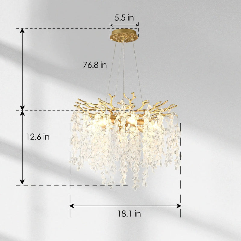 6-Light Chandelier Crystal Ceiling Lamp in Gold by HouseOfZazla