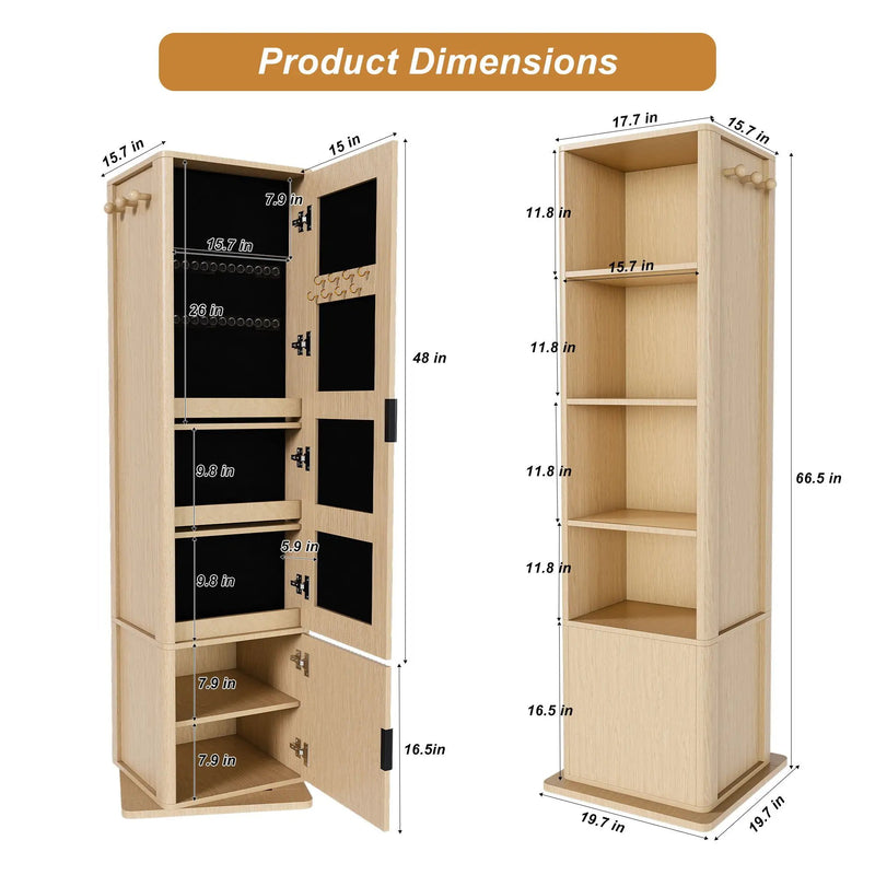 360° Rotating Makeup Cabinet With Full Length Mirror by HouseOfZazla
