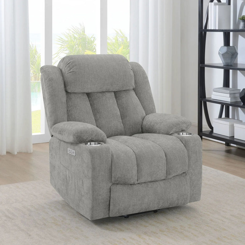Houston Upholstered Power Lift Recliner Grey by Unique Piece Furniture