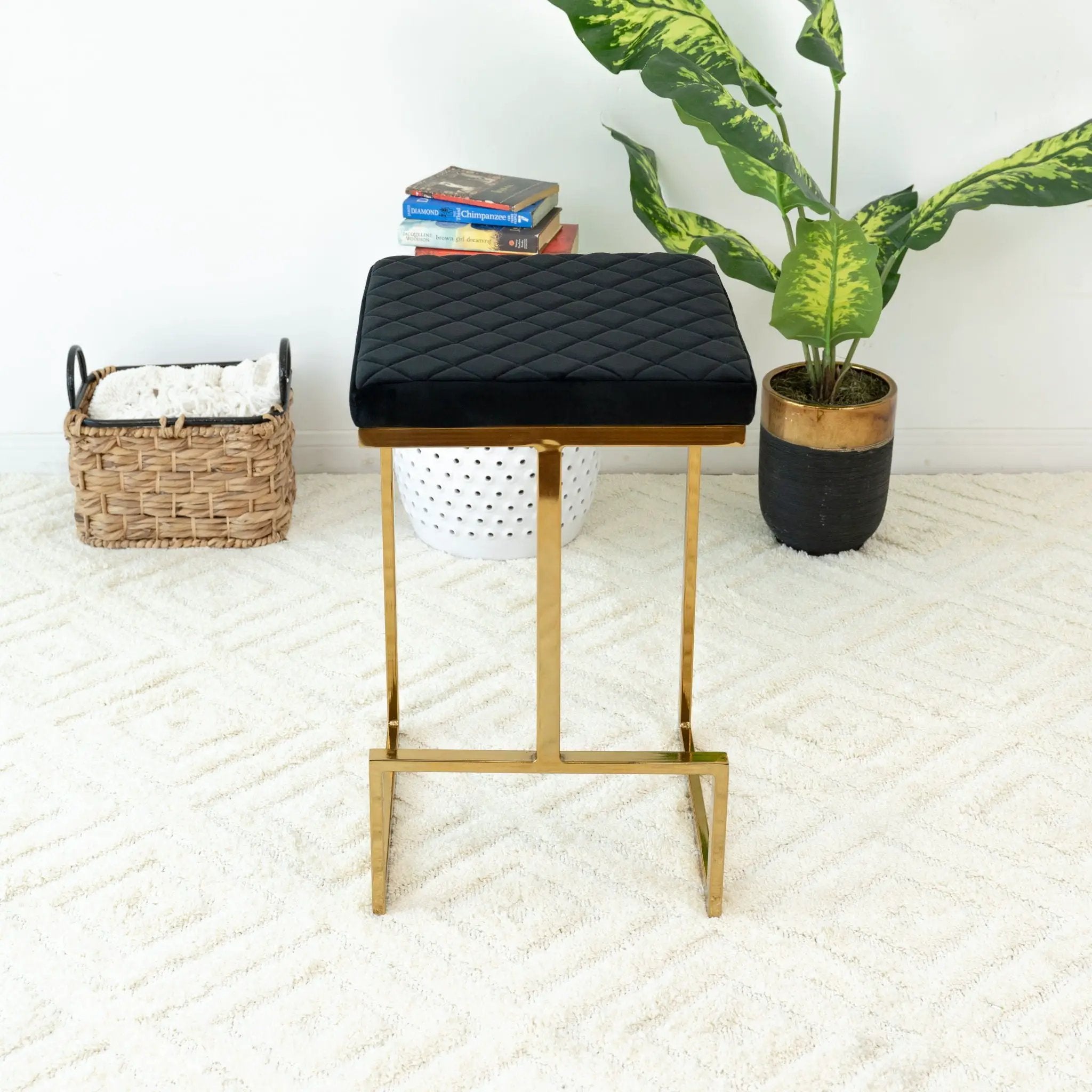 Joel - Mid Century Modern Luxury Upholstered Stool by Unique Piece Furniture