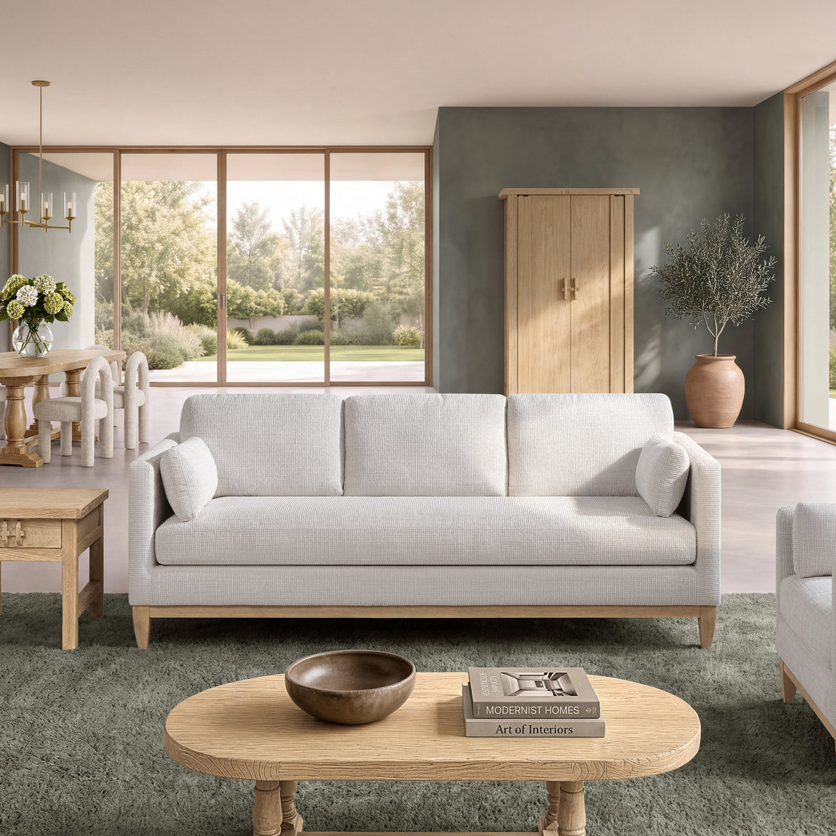 Knox 84" Modern Farmhouse Sofa with Removable Seat Cushion - Stone, photo 2 of 10