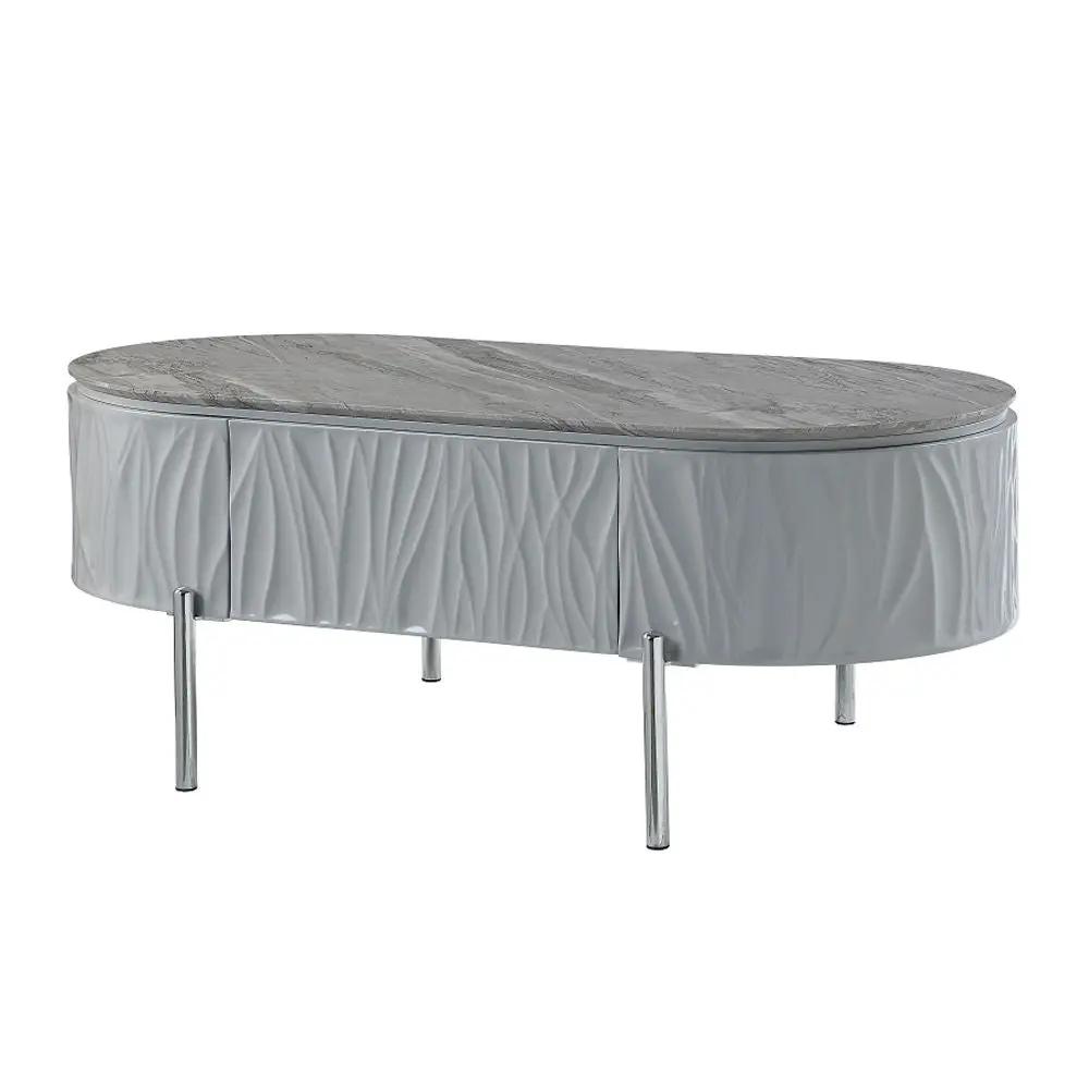 Yukino - Coffee Table - Gray High Gloss & Chrome by Unique Piece Furniture