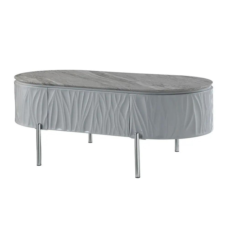 Yukino - Coffee Table - Gray High Gloss & Chrome by Unique Piece Furniture