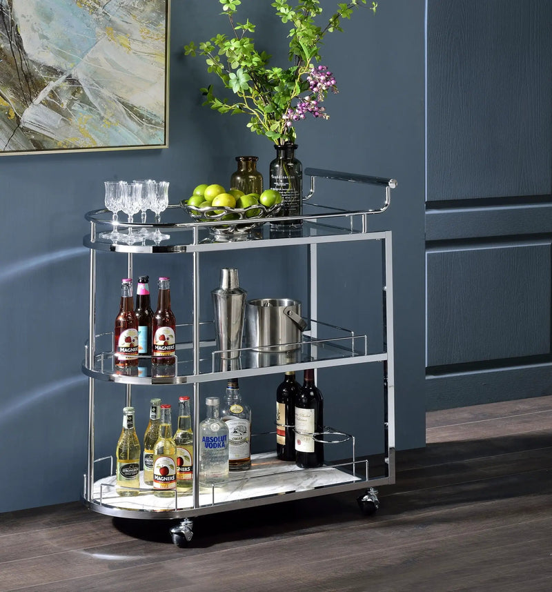 Inyo - Serving Cart - Clear Glass & Chrome by Unique Piece Furniture