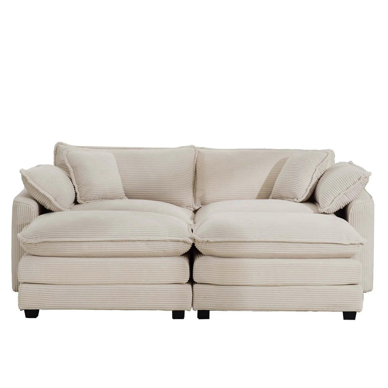 Modern Oversized Modular Cushion Sofa With Ottoman, Low Back, Deep Seating Sofa Set by Unique Piece Furniture