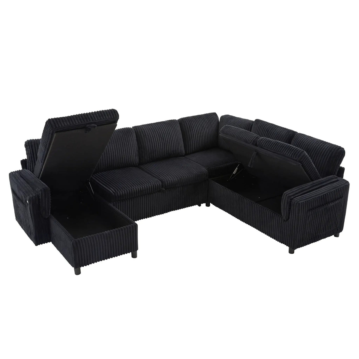 Convertible U-Shaped Sectional Sofa Bed With USB Ports And Storage by HouseOfZazla