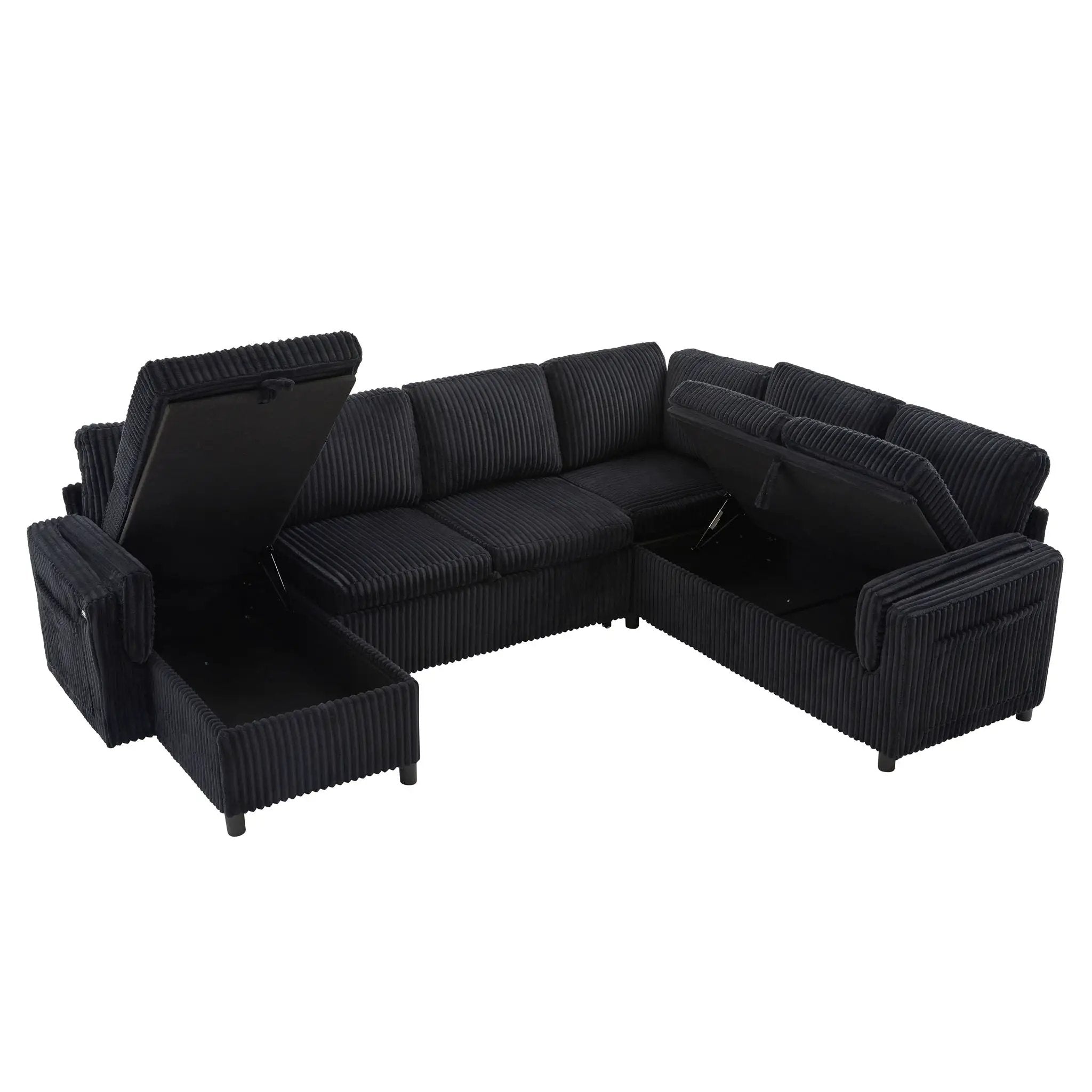 Convertible U-Shaped Sectional Sofa Bed With USB Ports And Storage by HouseOfZazla