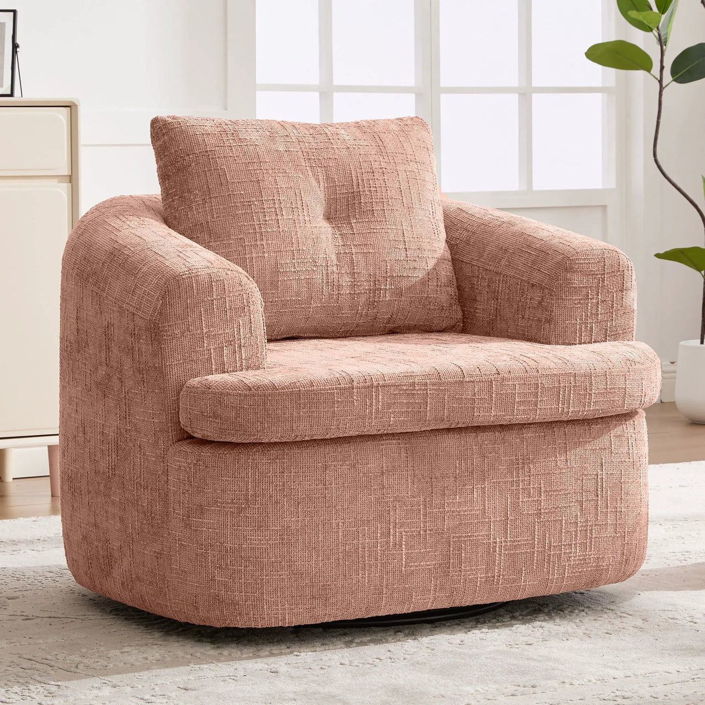 Modern Swivel Barrel Chair With Dual-Layer Cushion by Unique Piece Furniture