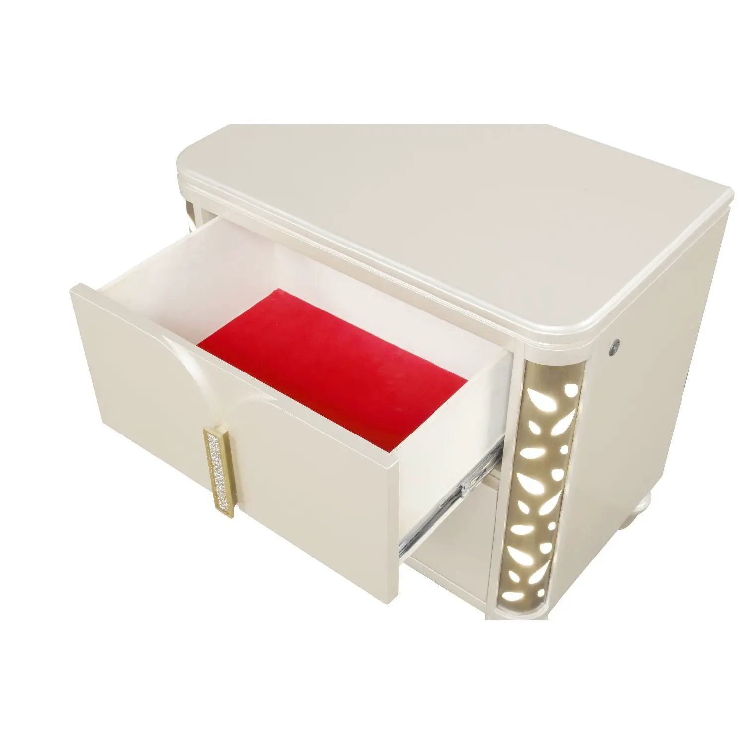 Cinderella - Nightstand With LED Accents And 2 Storage Drawers - Beige by HouseOfZazla