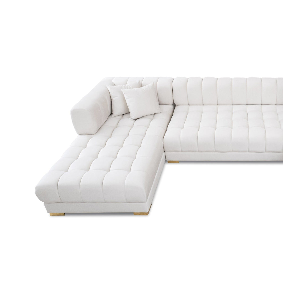 U Shape Corner Sofa with Solid Wood Frame and Plush Cushions - Beige, photo 4 of 7