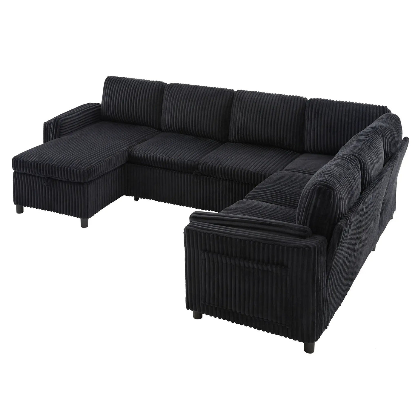 Convertible U-Shaped Sectional Sofa Bed With USB Ports And Storage by HouseOfZazla