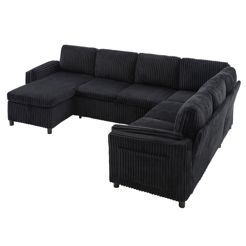 Convertible U-Shaped Sectional Sofa Bed With USB Ports And Storage by HouseOfZazla