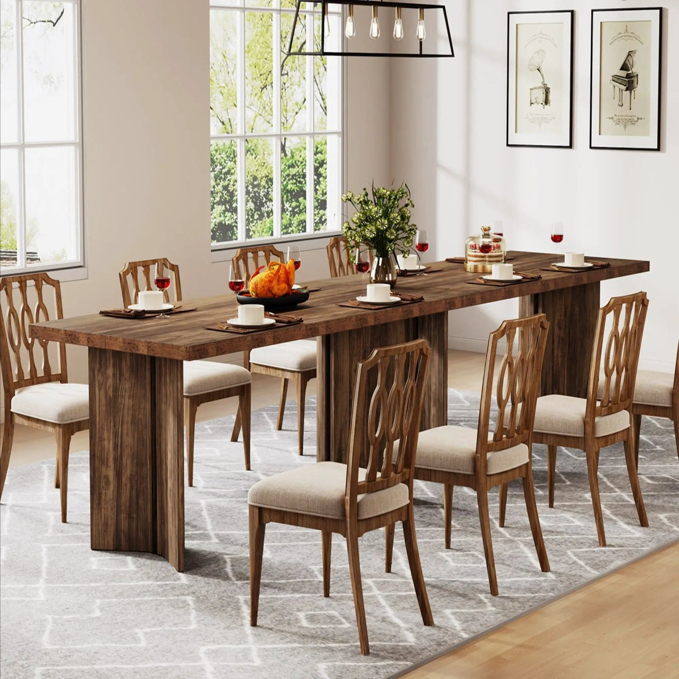 Dining Table For 4 - 6 People, Kitchen Table With Thick Top by HouseOfZazla