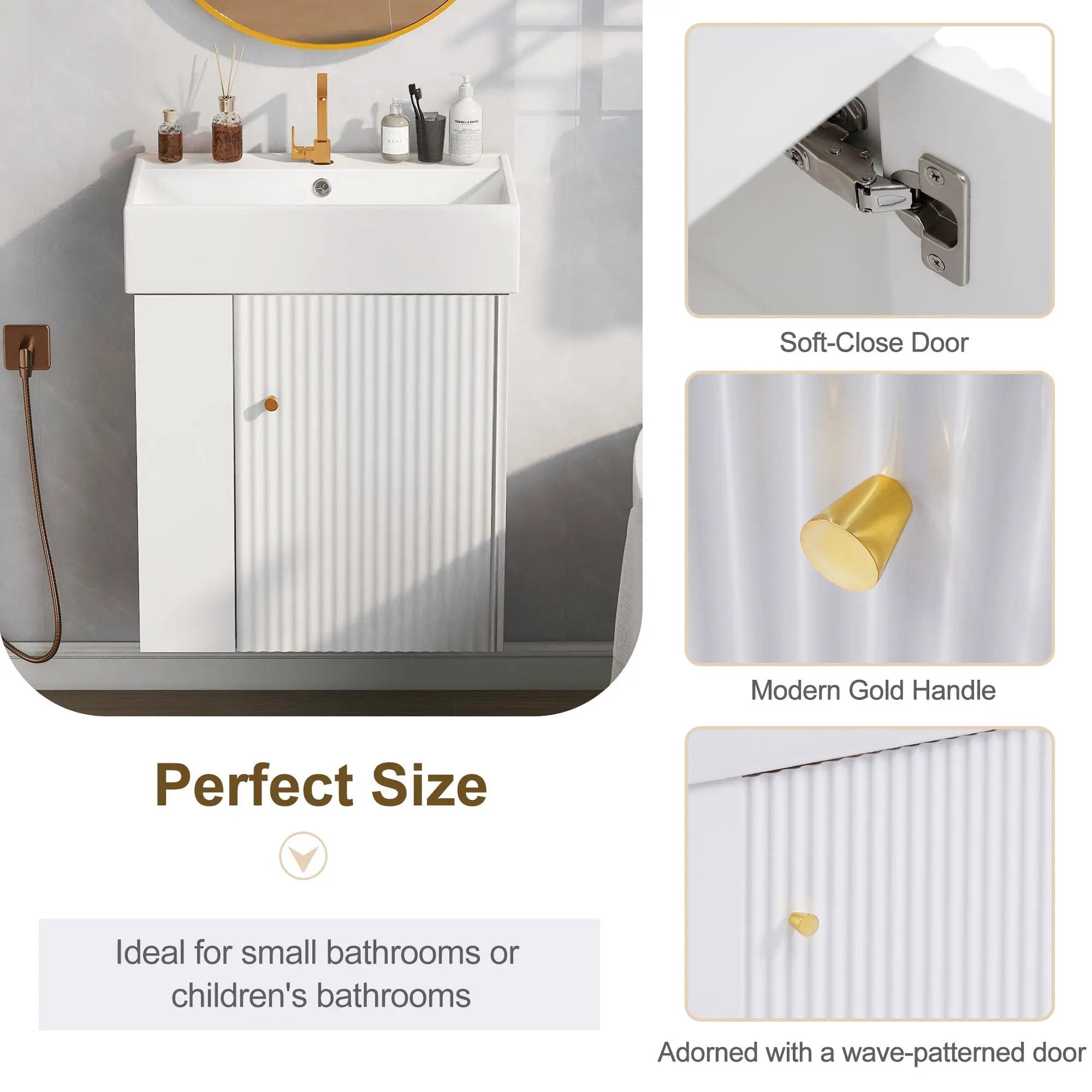 Modern Floating Bathroom Vanity With Ceramic Basin Perfect For Small Bathrooms by HouseOfZazla
