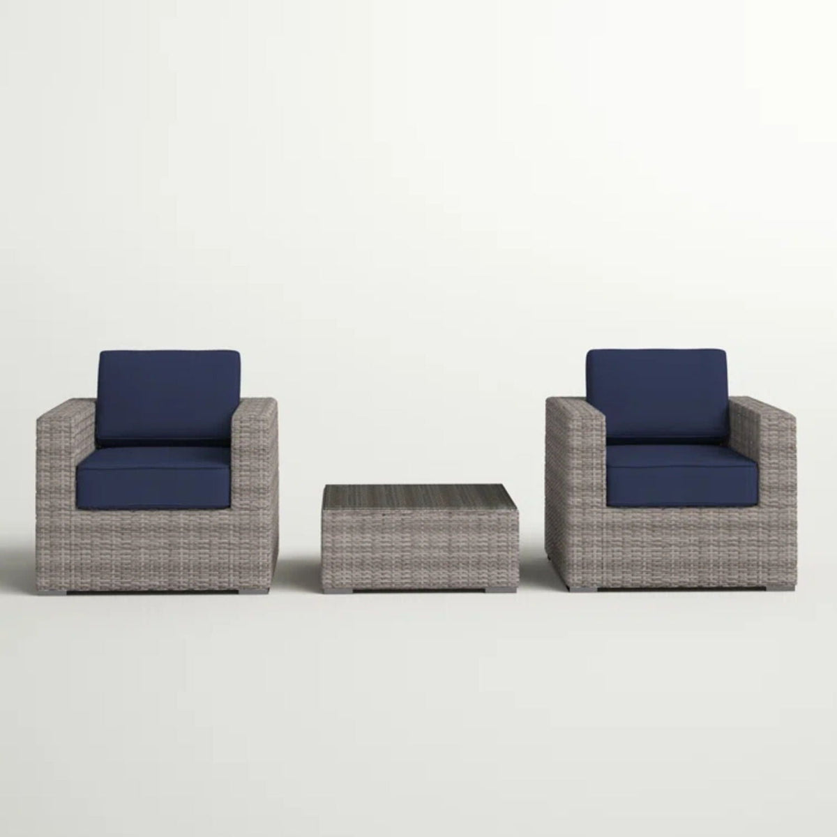 3 Piece Outdoor Seating Set with Cushions - Light Brown, Dark Brown, or Dark Gray, photo 2 of 17