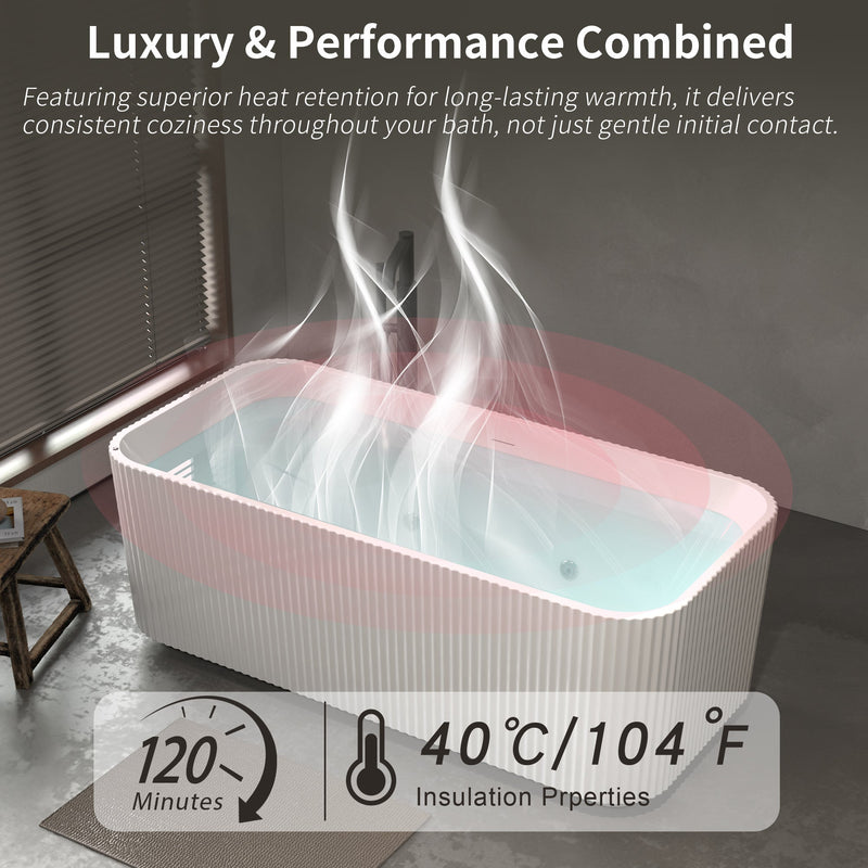 67" Rectangle Linear Acrylic Massage Whirlpool Freestanding Bathtub by HouseOfZazla