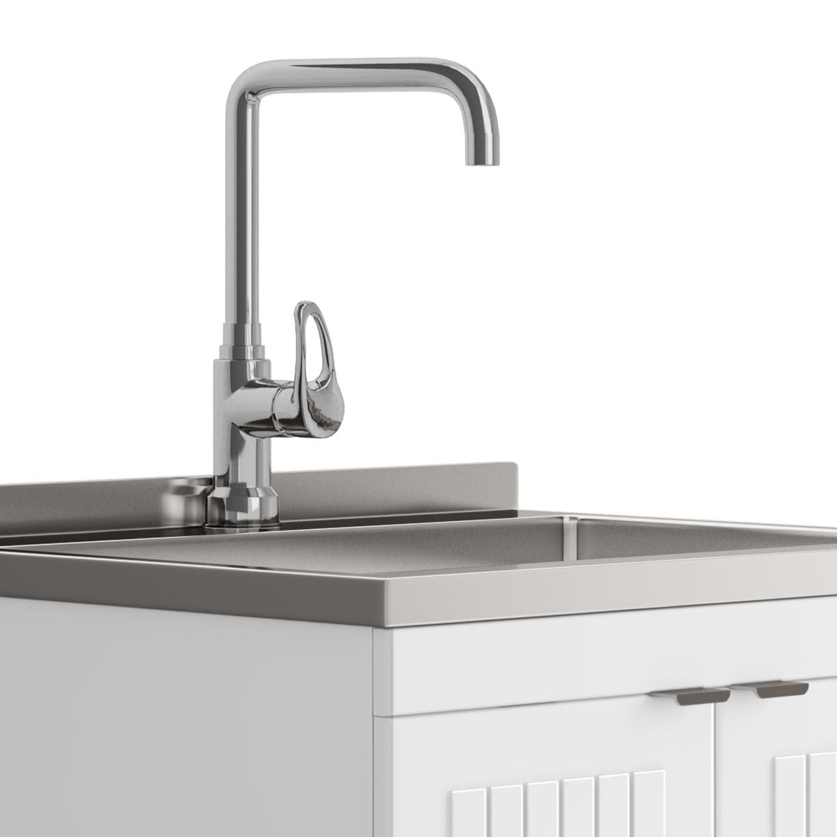 Laundry Cabinet with Stainless Steel Sink and Faucet - White, photo 10 of 27