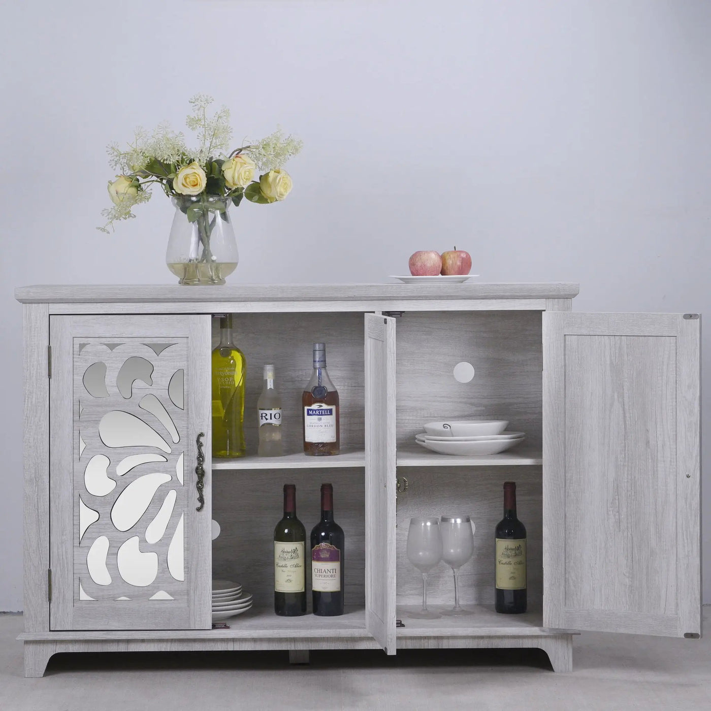 3 Door Mirrored Sideboard Cabinet With Adjustable Shelves by HouseOfZazla