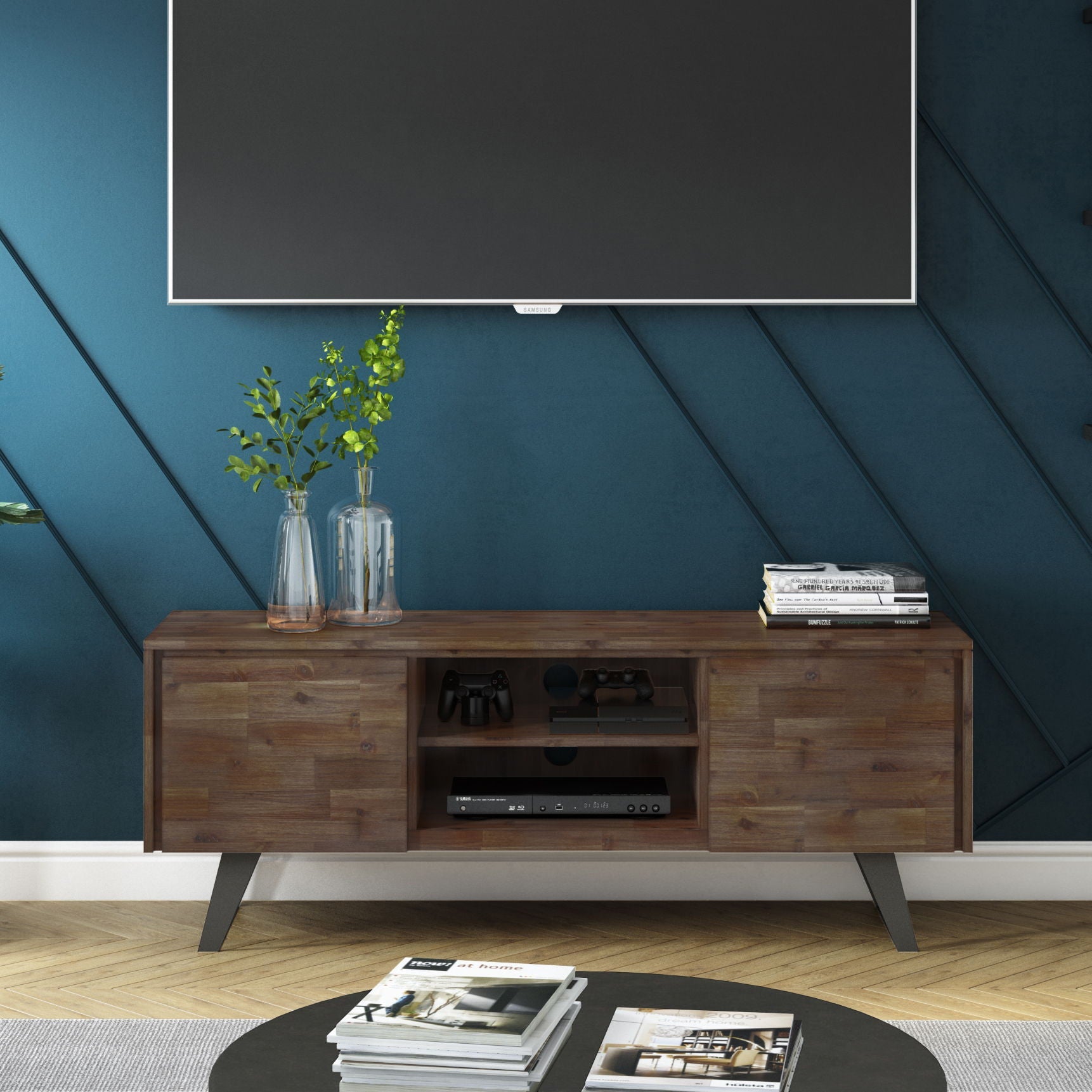 Lowry - TV Media Stand - Rustic Natural Aged Brown by HouseOfZazla