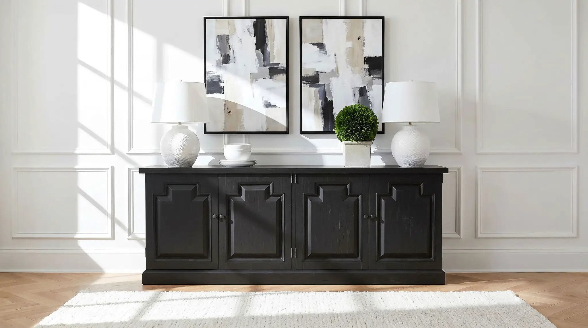 Florence 4-door Dining Sideboard Buffet Distressed Black by Unique Piece Furniture