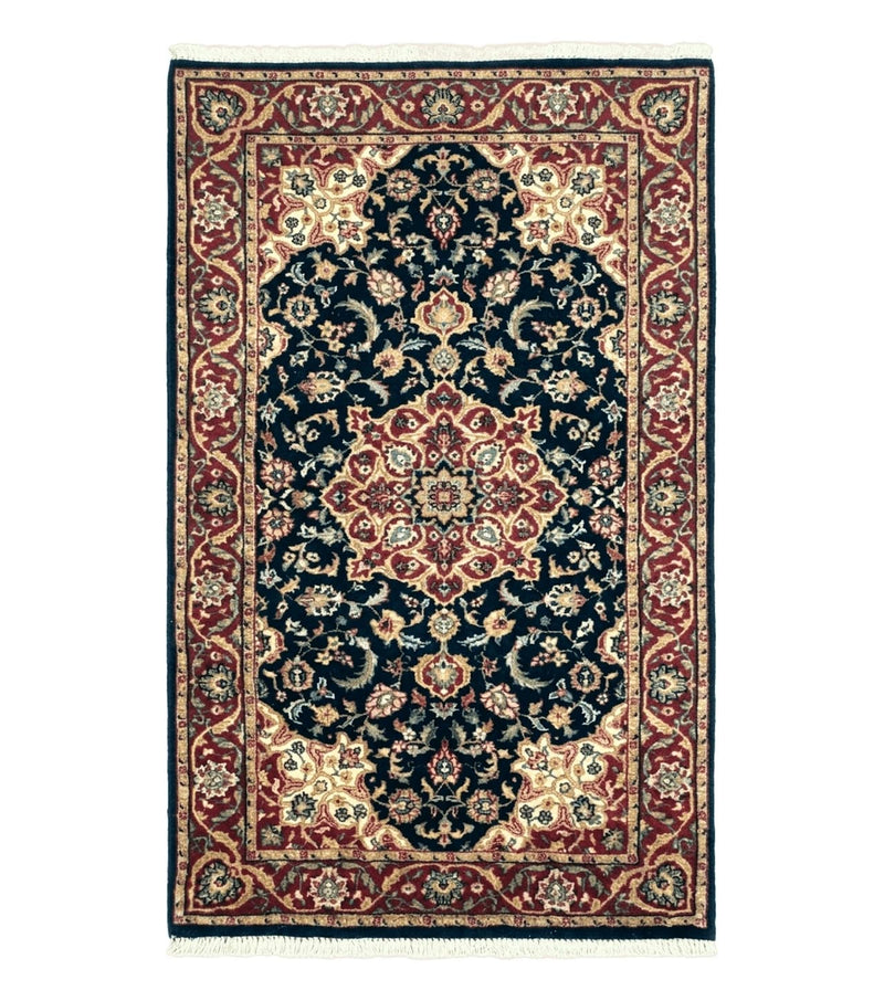 Pak Persian Sarouk Rug 3x5, Navy Blue and Red by Jewel Rugs