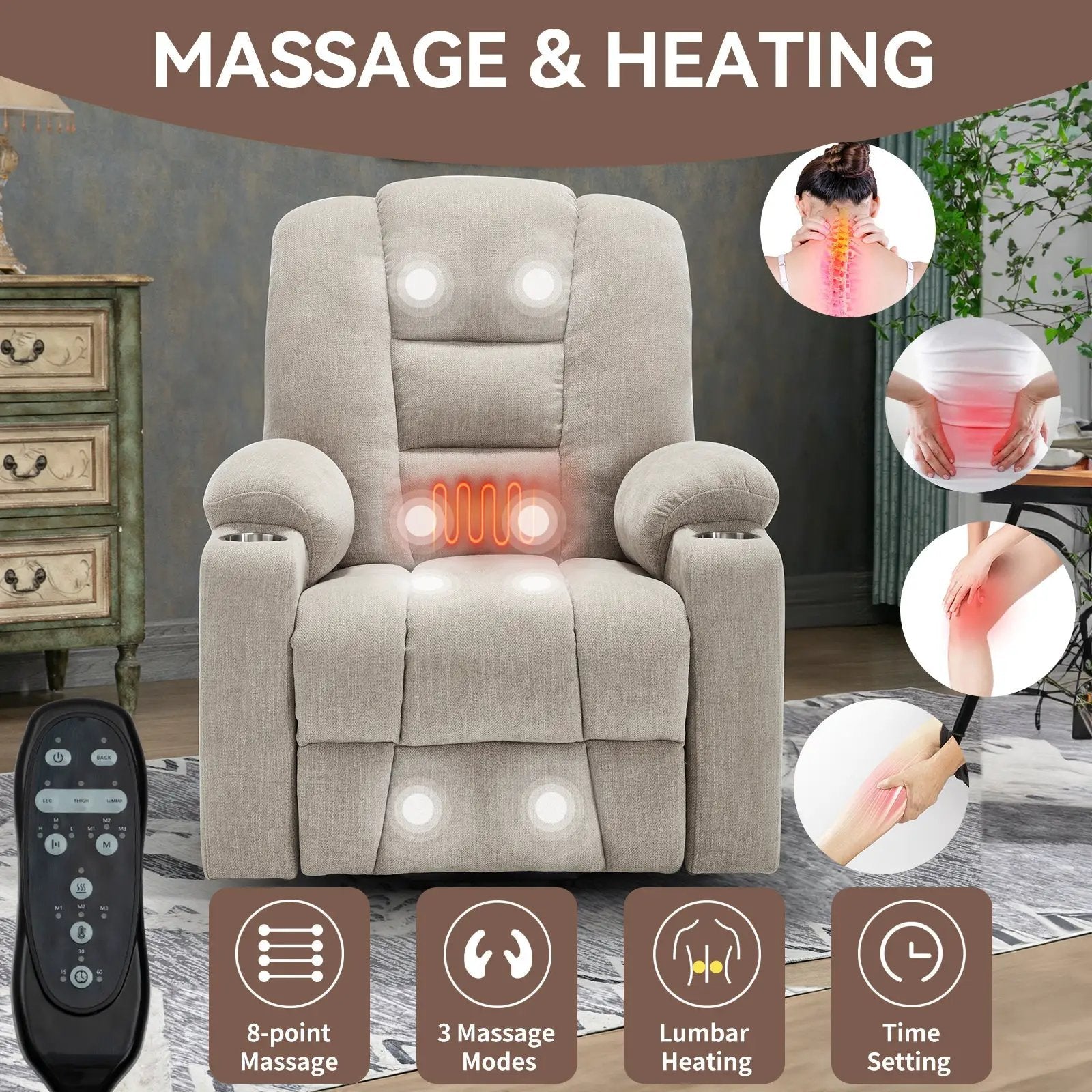 Power Lift Recliner Chair with Massage and Heat by HouseOfZazla